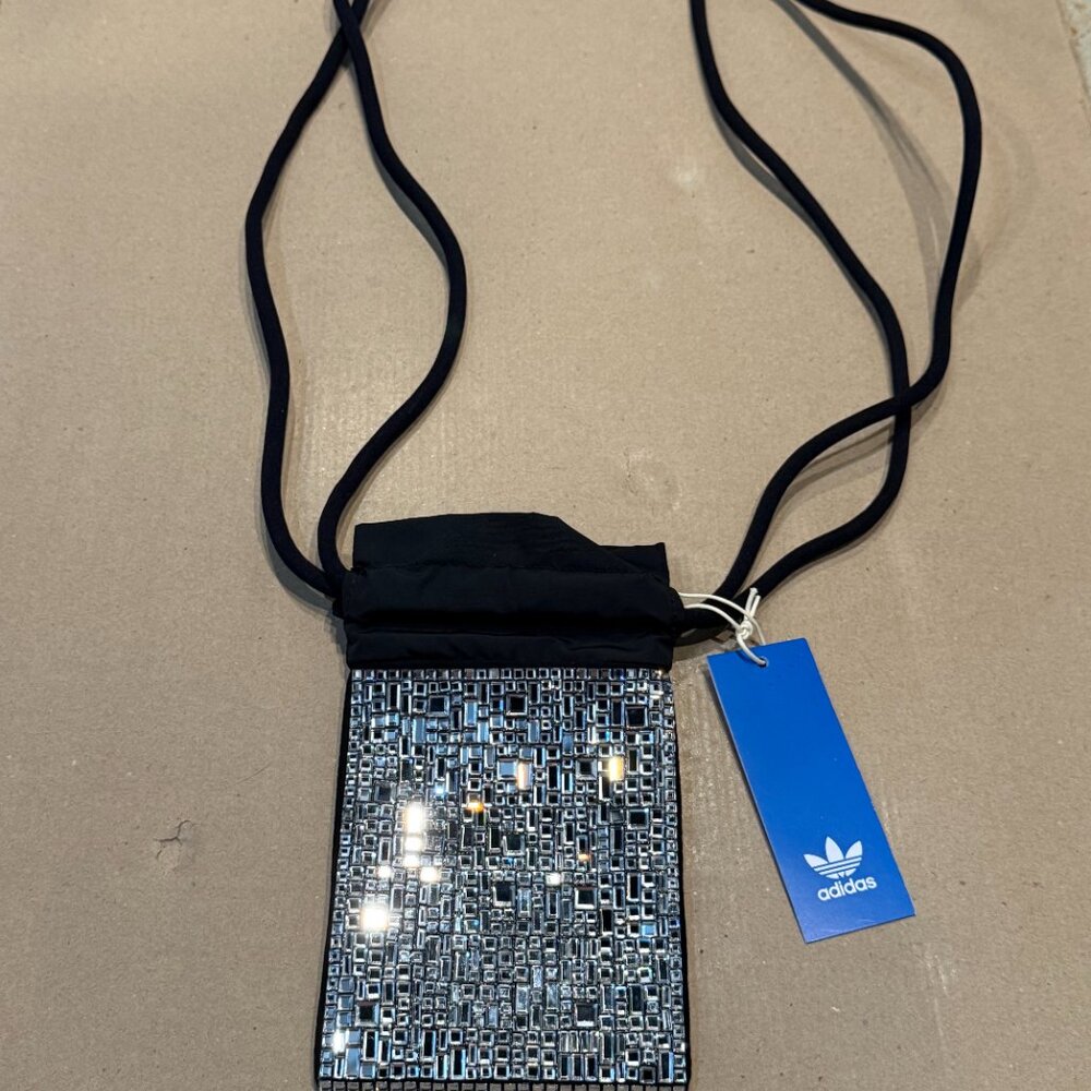 Adidas Rhinestone Drawstring Pouch Silver Metalli… - image 6